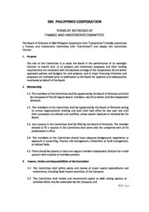 SBS Philippines Corporation | SBS Finance and Investment Committee Charter