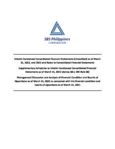 SBS Philippines Corporation | 2022 Q1 SBS BOOKLET