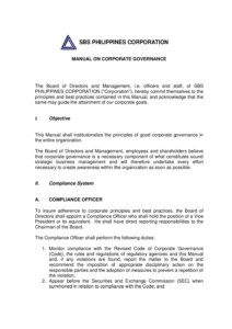 SBS Philippines Corporation | Manual on Corporate Governance