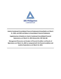 SBS Philippines Corporation | Q1 Results 2024